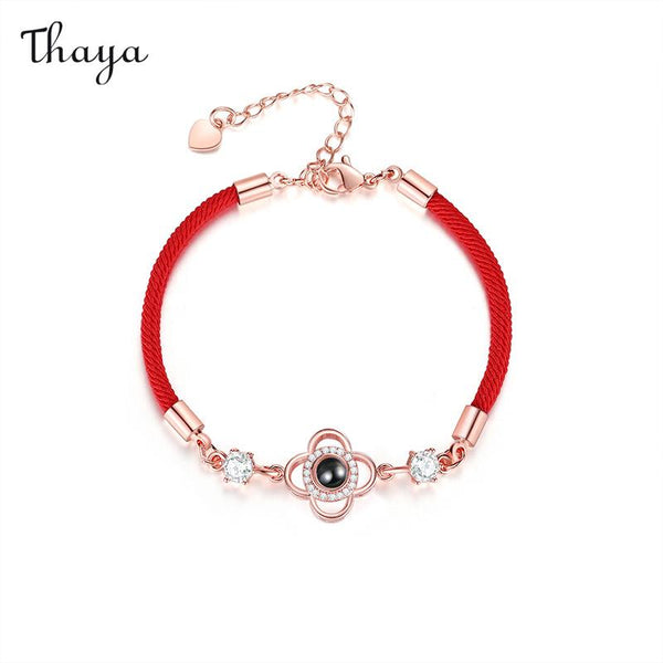 Thaya Personalized Lucky Four Leaf Clover Photo Bracelet
