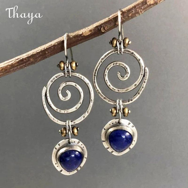 Thaya Hollow Spiral Drop Earrings