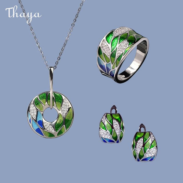 Thaya Colorful Floral Enamel Jewelry Set