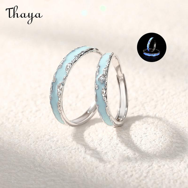 Thaya S999 Silver Luminous  Eternal Aurora Couple Rings
