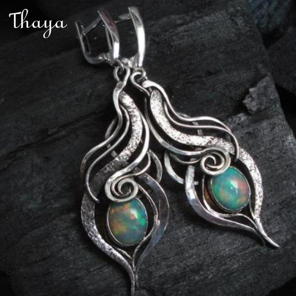 Thaya Retro Swirling Opal Drop Earrings