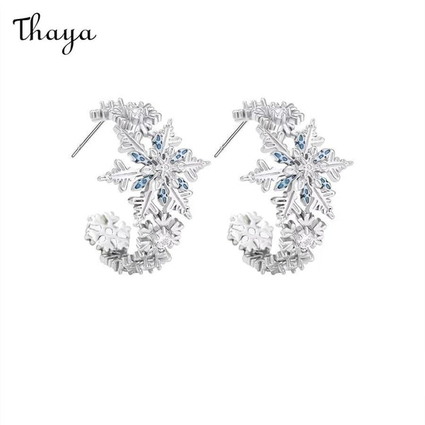 Thaya S925 Silver Snowflake Hoop Earrings
