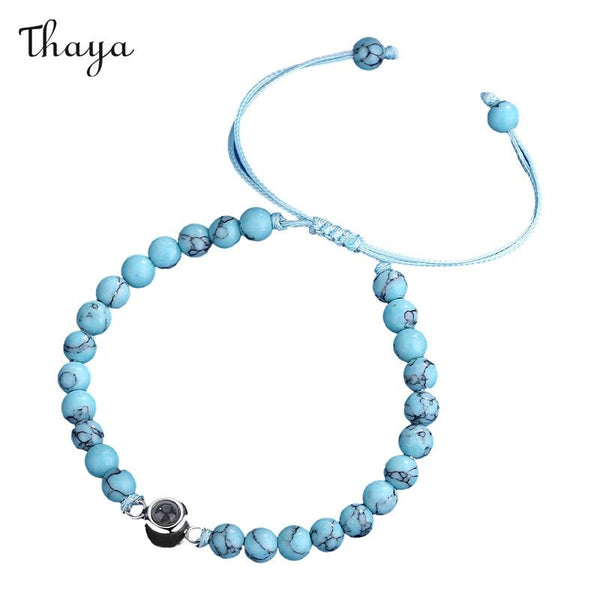 Thaya Personalized Crystal Frosted Stone Photo Bracelet