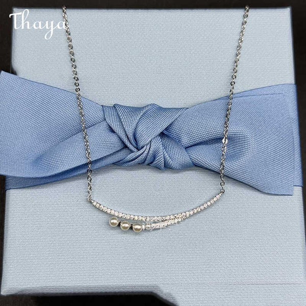 Thaya Curved Pearl Pendant Necklace