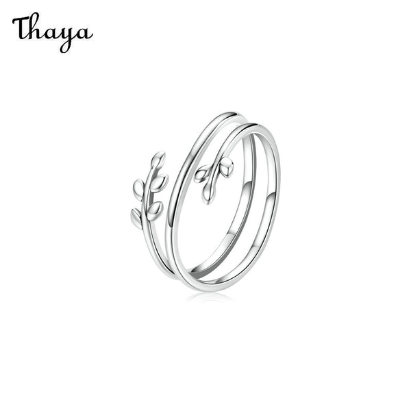 Thaya 925 Silver Multi Circle Wicker Simple Line Leaf Ring