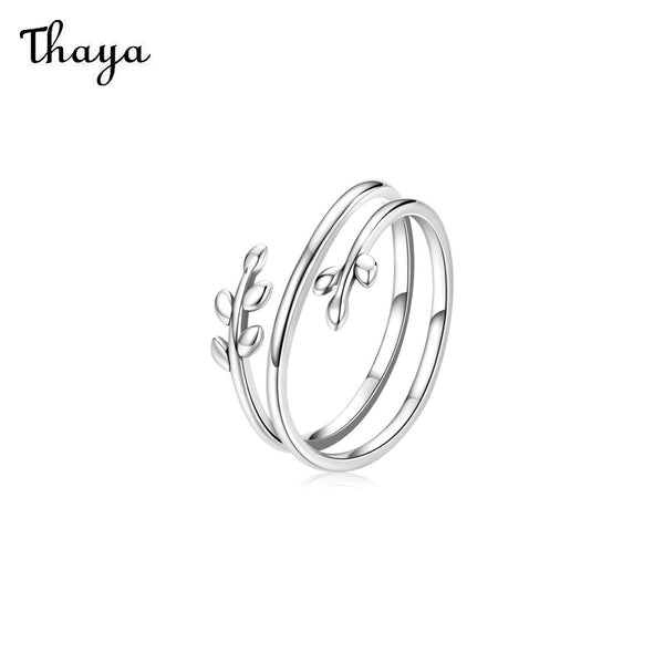 Thaya 925 Silber Multi Circle Wicker Simple Line Leaf Ring