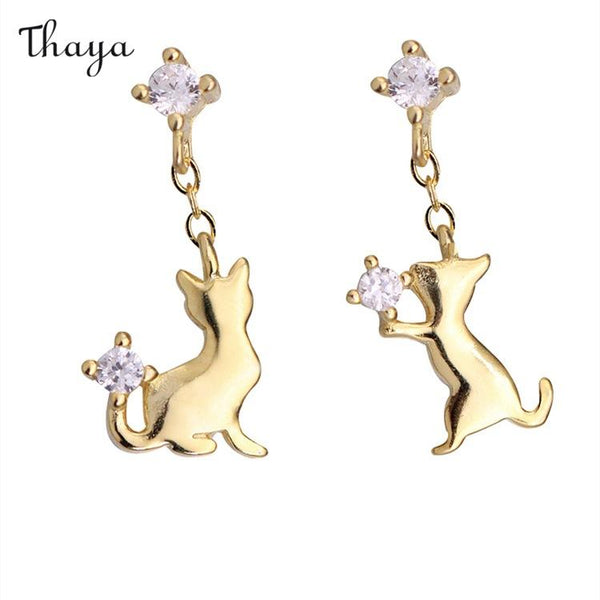 Thaya 925 Silver Kitty Cuteness Earrings