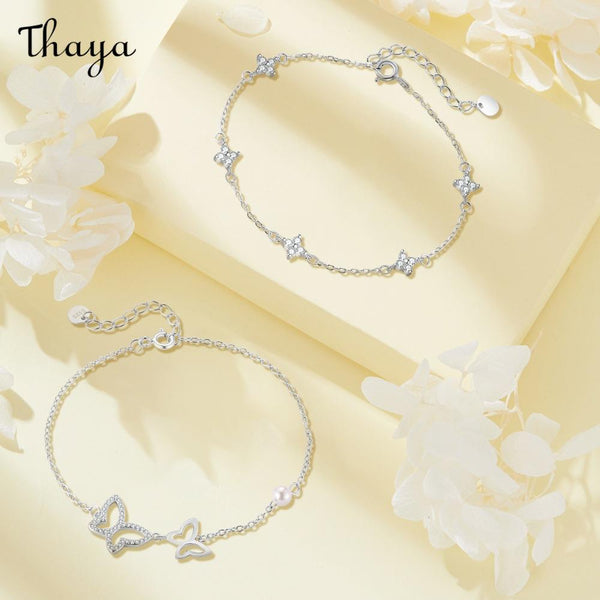 Thaya S925 Silver Floral Charm Bracelet