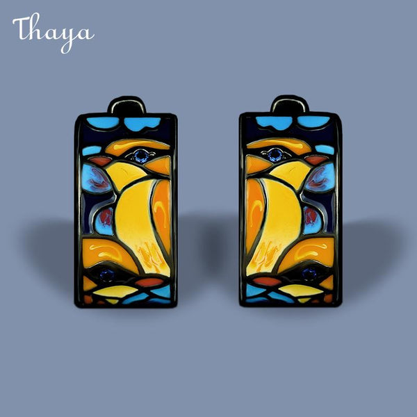 Thaya Enamel Art Deco Style Bird Earrings