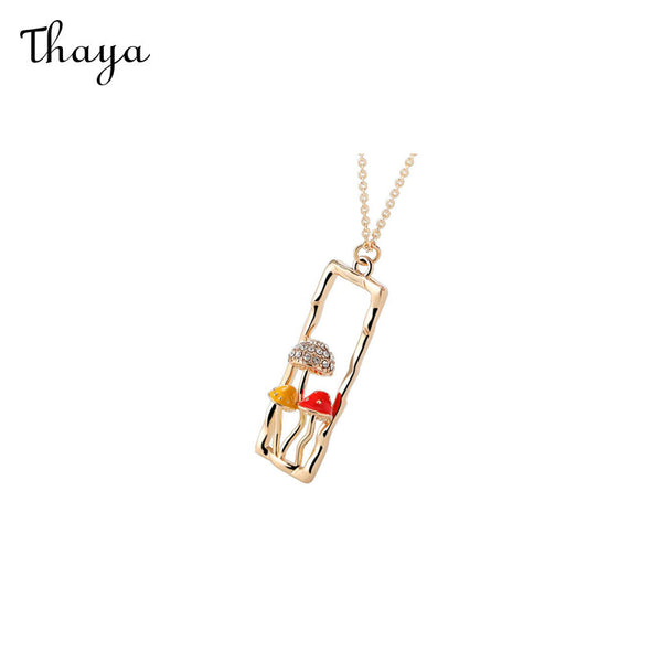Thaya Oil Dripping Diamonds Mushroom Necklace