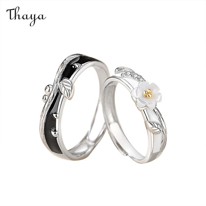 Thaya 925 Silver Peach Blossom Couple Rings