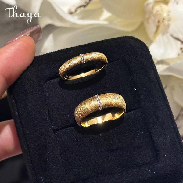 Thaya Gold Tone Band Ring with Crystals