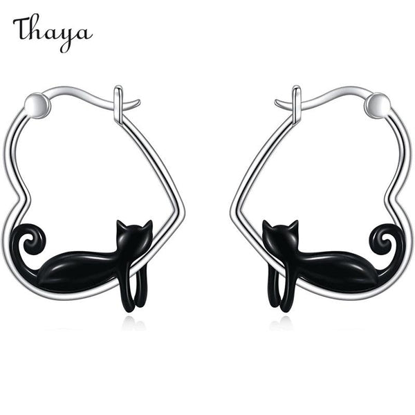 Thaya Cute Cat Heart Earrings