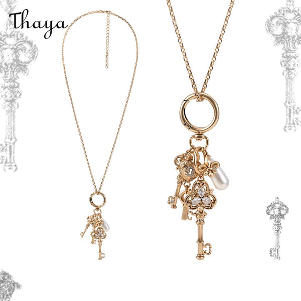 Thaya Love Lock CoreVintage Key Pendant Necklace (Detachable)