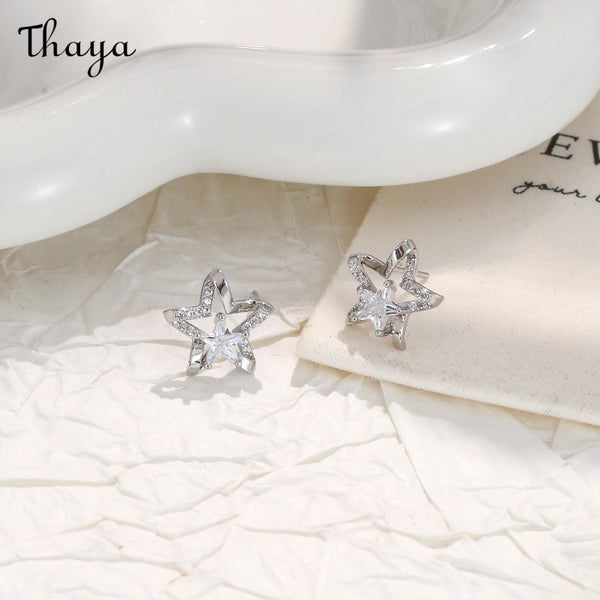 Thaya S925 Silver Bling Star Stud Earrings