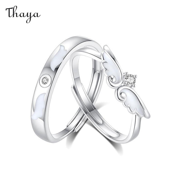 Thaya 925 Silver Glowing Angel Couple Rings