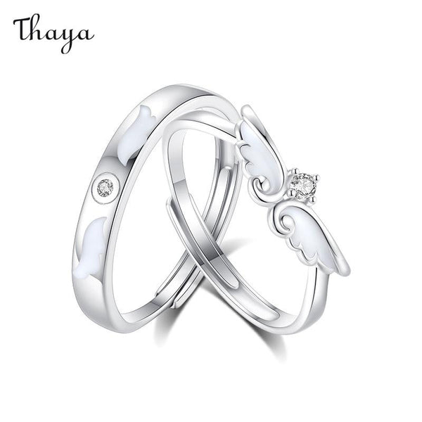 Thaya 925 Silber leuchtende Engel Paarringe