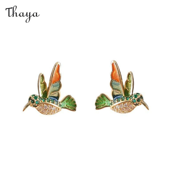 Thaya Enamel Bird Earrings