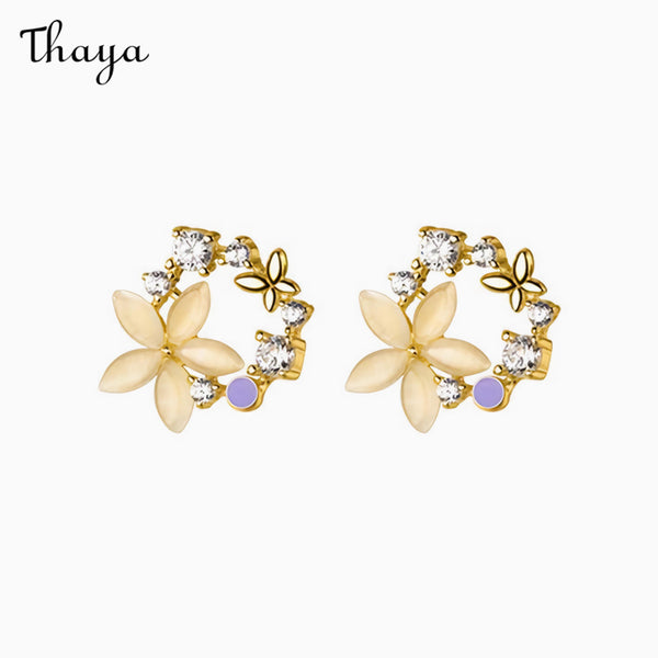 Thaya 925 Silver Hollow Diamond Butterfly Garland Earrings