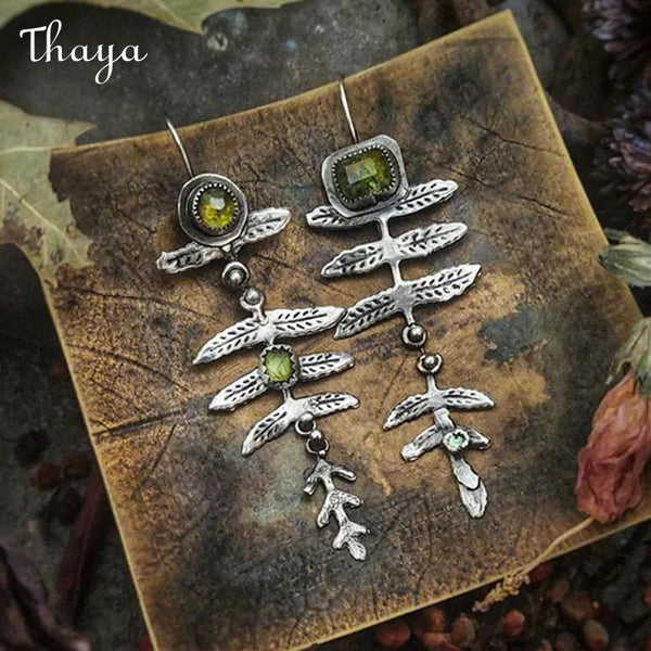 Thaya Boho Leaf Drop Earrings