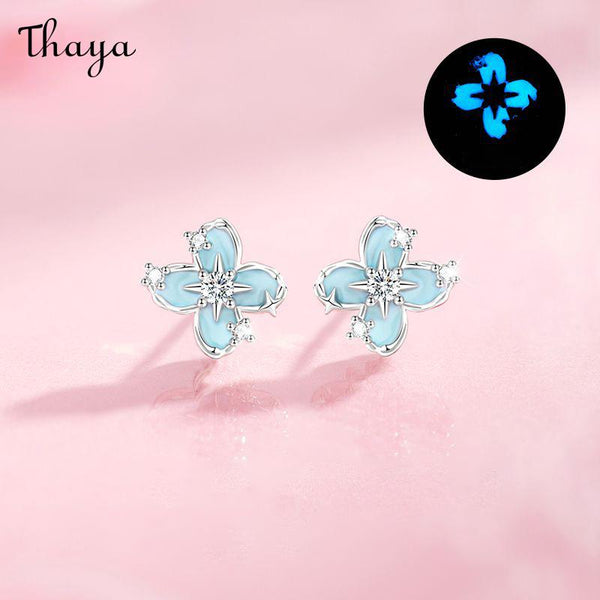 Thaya S925 Silver Four-Leaf Clover Stud Earrings