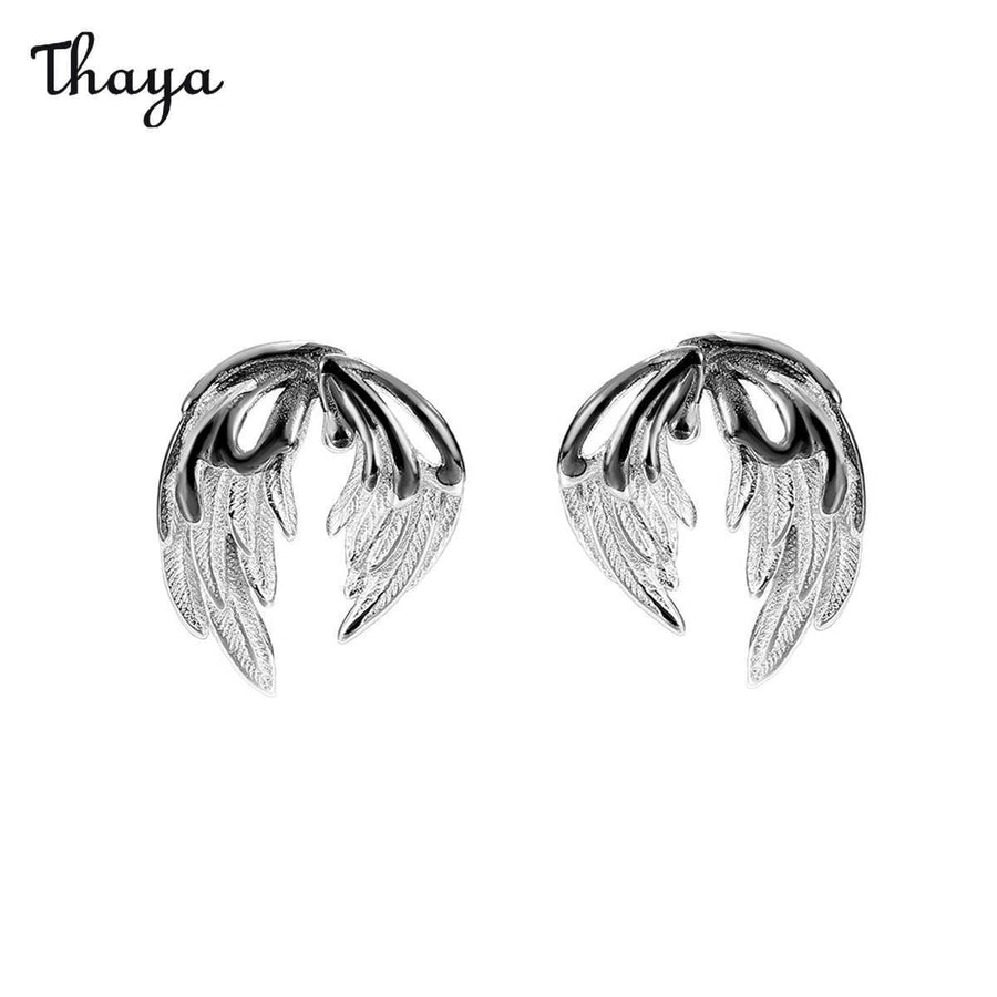 Clous d'oreilles scintillants en argent 925 Thaya en forme d'ailes d'ange