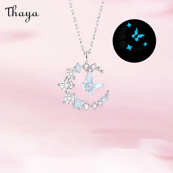 Thaya S925 Silver Butterfly Moon Necklace