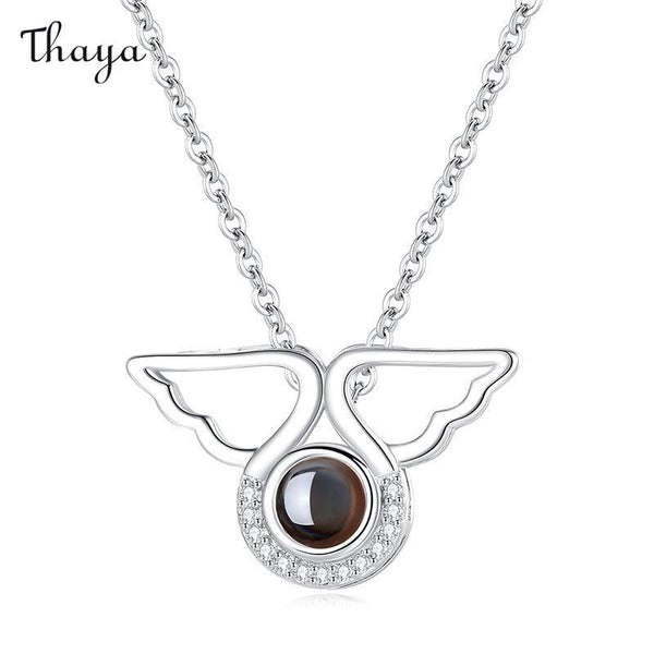 Thaya Personalized Angel Wings Photo Necklace