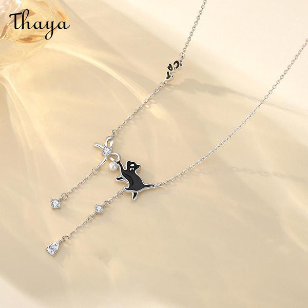 Thaya S925 Silver Cute Sweet Kitten Necklace