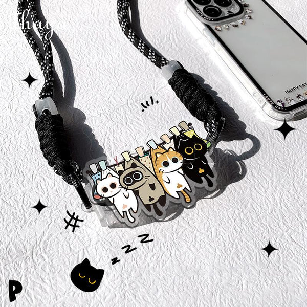 Thaya Cute Cat Basking In The Sun Mobile Phone Chain