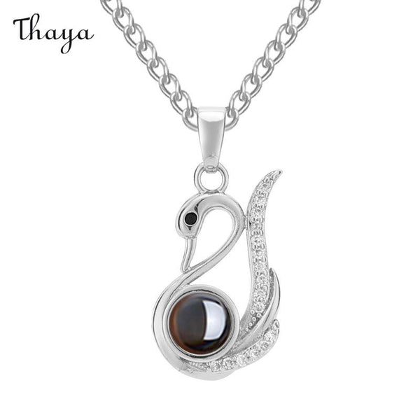 Thaya Personalized Swan Photo Necklace