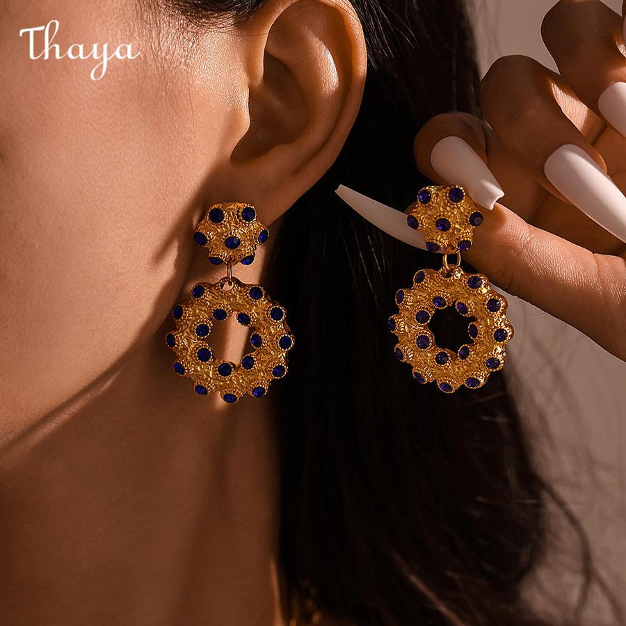 Thaya Circle Rhinestone Pendant Necklace