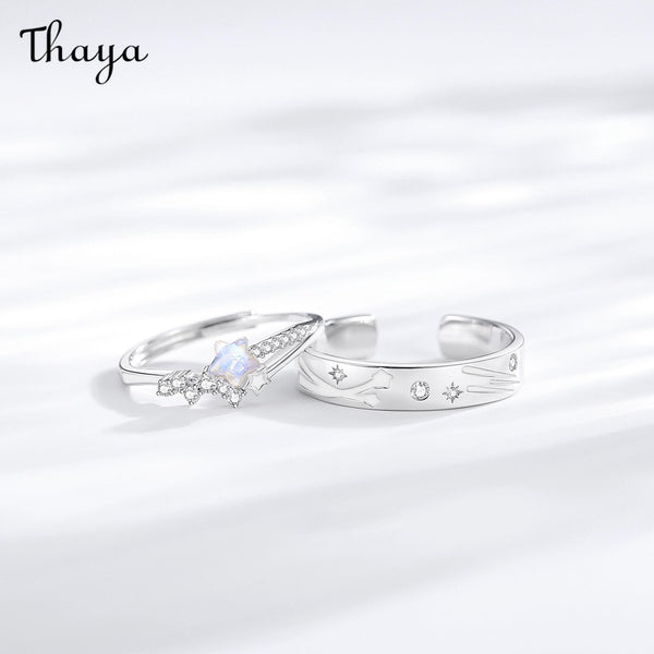 Thaya S925 Silver Stars Accompanied by Luminous Couple Rings