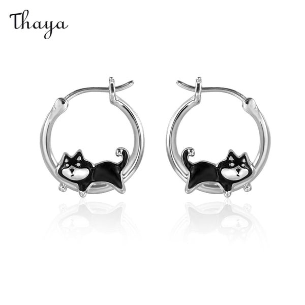 Thaya Cute Dog Hoop Earrings