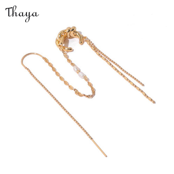 Thaya 18K Gold Plated Pearl Winding Design Ear Wire