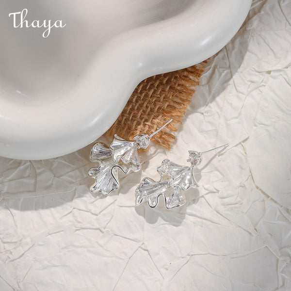 Thaya S925 Silver Ginkgo Leaf Drop Earrings