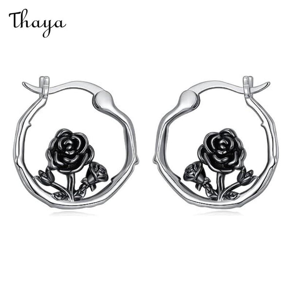 Thaya 0riginal Black Rose Earrings