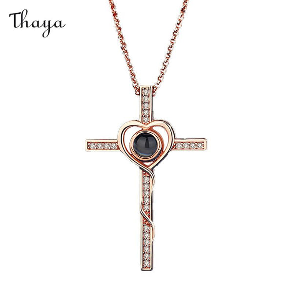 Thaya Personalized Cross Photo Necklace