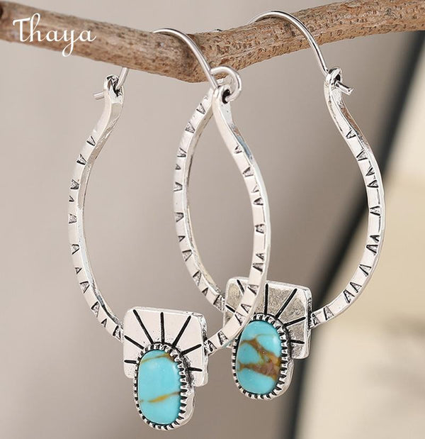 Thaya Retro Teardrop Turquoise Earrings