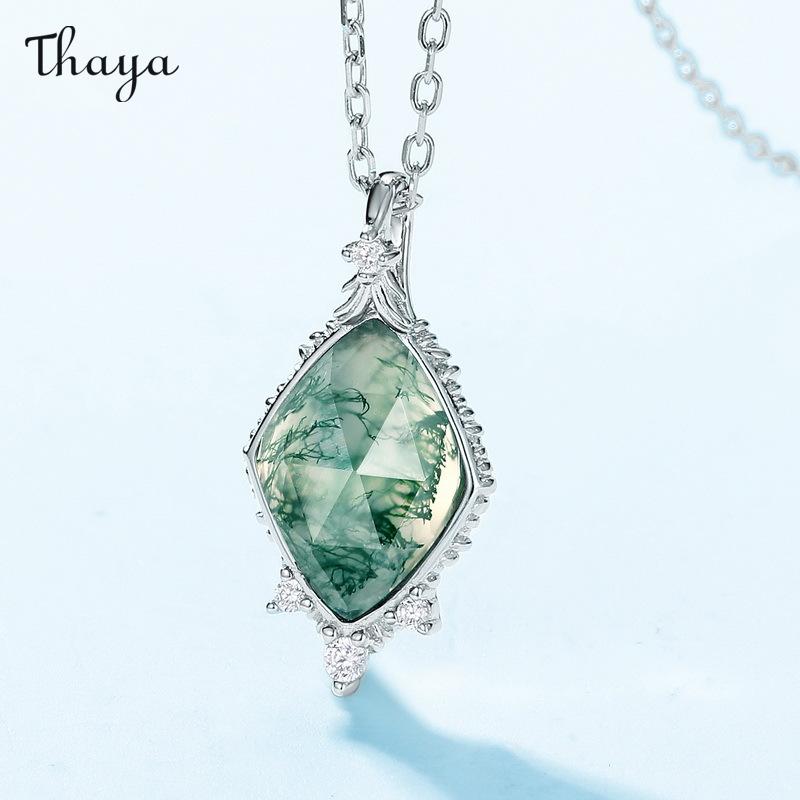 Thaya S925 Silver Moss Stone Necklace