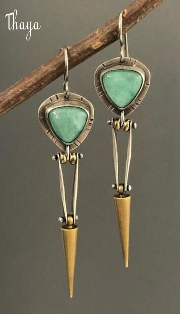 Thaya Geometric Stone Dangle Earrings