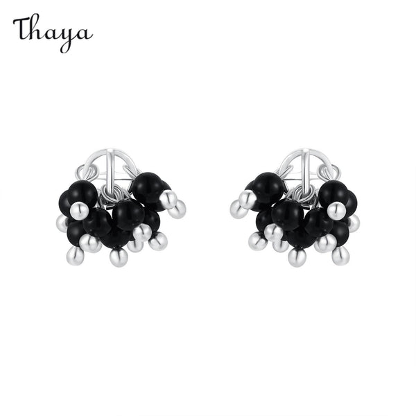 Thaya S925 Silver Black agate Beaded Earrings