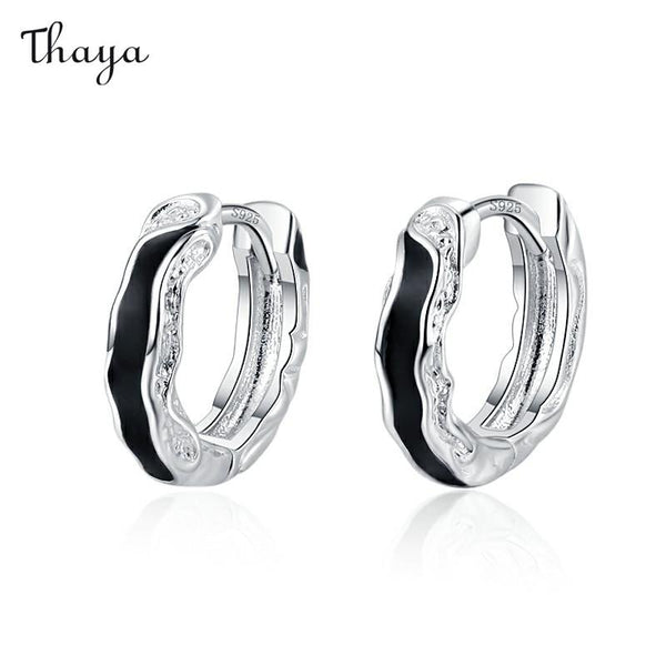 Thaya 925 Silver Dark Night Starry Sky Earrings
