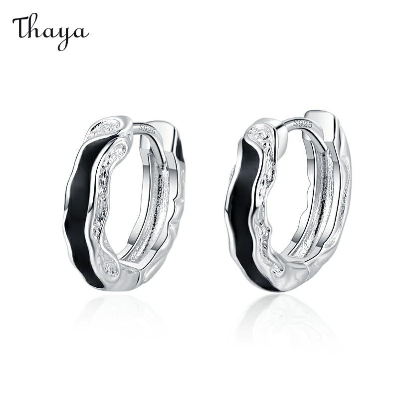 Thaya 925 Silver Dark Night Starry Sky Earrings