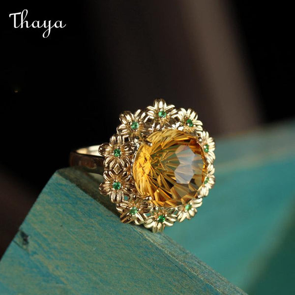 Thaya Floral Gemstone Ring