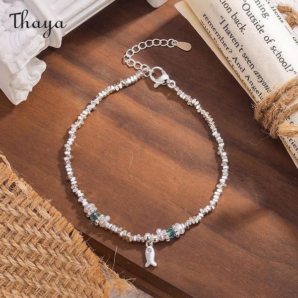 Thaya S925 Silver Beaded Fish Anklet