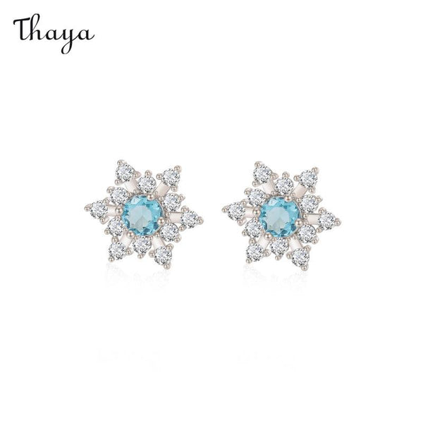 Thaya 925 Silver Simple Sparkling Blue Diamond Earrings