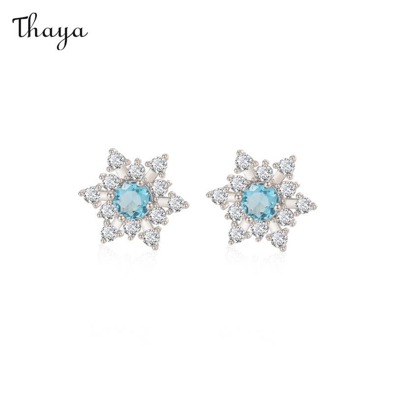 Thaya 925 Silver Simple Sparkling Blue Diamond Earrings