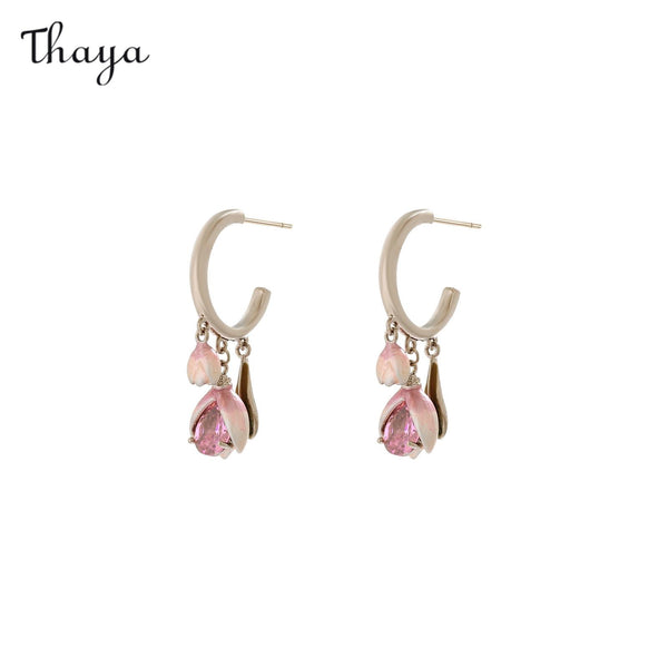 Thaya Pink Tulip Drop Earrings
