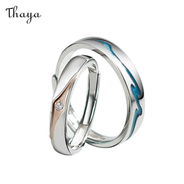 Thaya 925 Silver Auroral Meteor Couple Rings